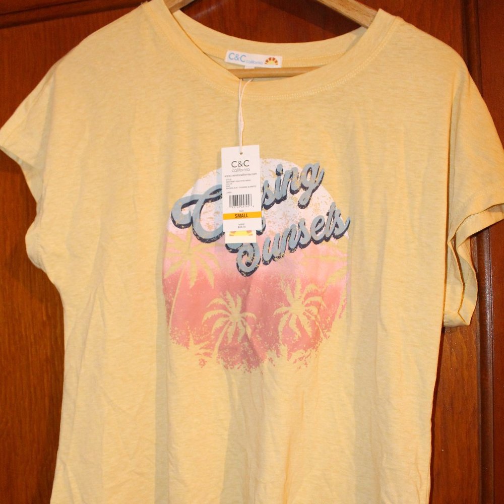 c&c California Womens Yellow Tee shirt small
